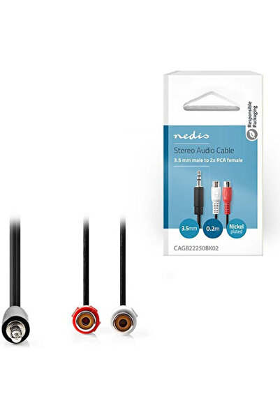 Nedis Καλώδιο Ήχου 3.5mm Αρσενικό σε 2x RCA Αρσενικό, Μαύρο, 0.2μ, με Επιχρυσ...