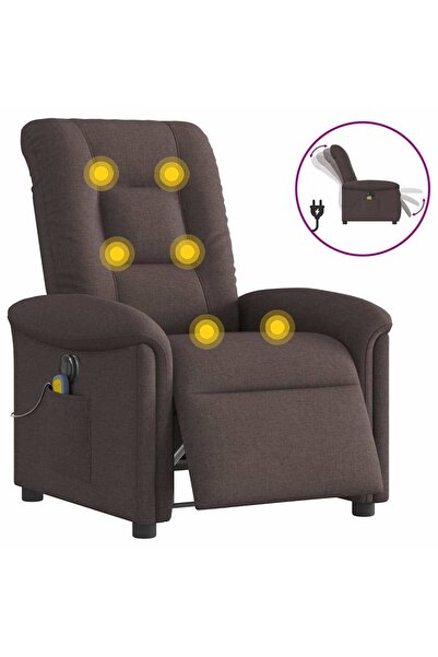 vidaxl Fotoliu electric de masaj rabatabil, maro închis, textil