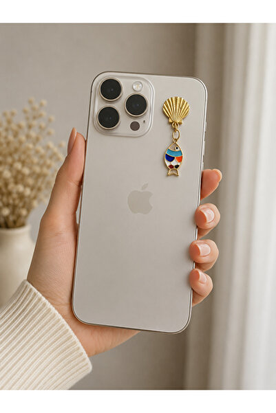 Buki'nin Atölyesi Metal Phone Charm Accessory Sea Shell, Fish