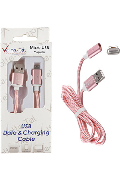 Other Volte-Tel 1μ Πλεκτό / Μαγνητικό Καλώδιο USB 2.0 σε micro USB Ροζ (8228353)