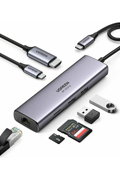 Ugreen CM512 USB-C Σταθμός Σύνδεσης με HDMI 4K PD Ethernet Ασημί