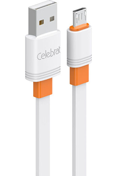 Celebrat 1μ Επίπεδο Καλώδιο USB 2.0 σε micro USB Λευκό (CB-33A-M-WH)