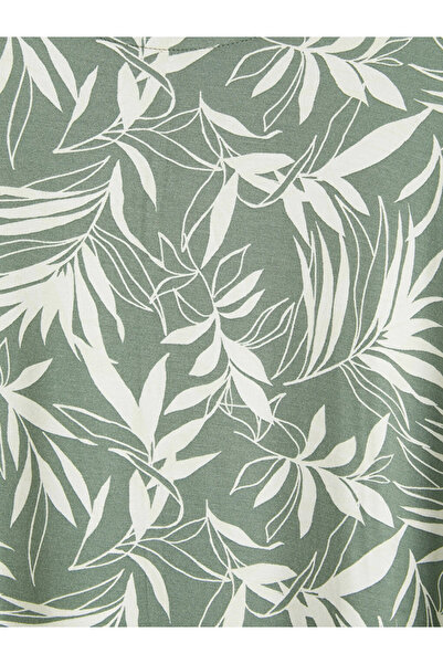 LC Waikiki Green Crew Neck Patterned A-Line Dress