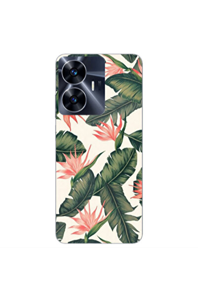 Other Realme Note 50 Green Laves Transparent Silicone TPU Θήκη