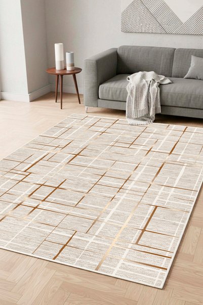 Mortapi Geometrik Desenli Dijital Baskılı Yıkanabilir Kaymaz Taban Modern Salon Halısı Mutfak Halısı Yolluk