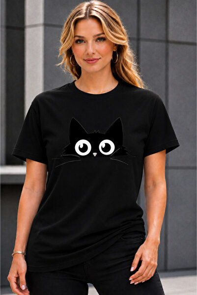 VODEXA Μπλουζάκι Unisex Oversize Πολύχρωμες γάτες με στάμπα 100% βαμβακερό μπ...