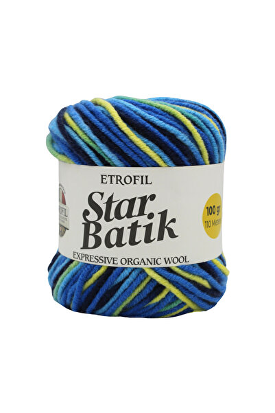Etrofil Star Batik Knitting Yarn Green Blue Yellow Navy Blue 75% Premium Acry...
