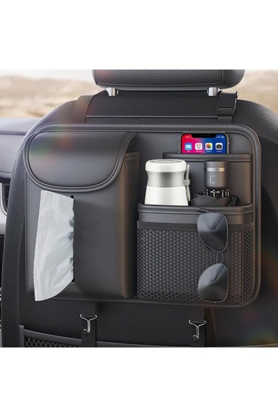 COOLHAWK Car Backseat Organizer,Seat Back Storage Bag with Tissue Box,Large C...
