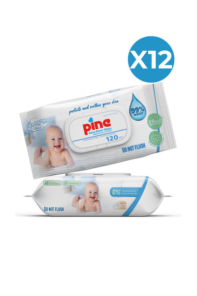 Pine مناديل مبللة بالماء النقي بنسبة 99%، 80 منديل - مناسبة لحديثي الولادة وا...