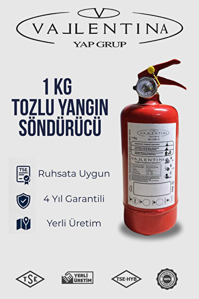 VALLENTİNA 1 KG YANGIN SÖNDÜRME CİHAZI TSE-HYB/CE BELGELİ (TÜVTÜRK ONAYLI)