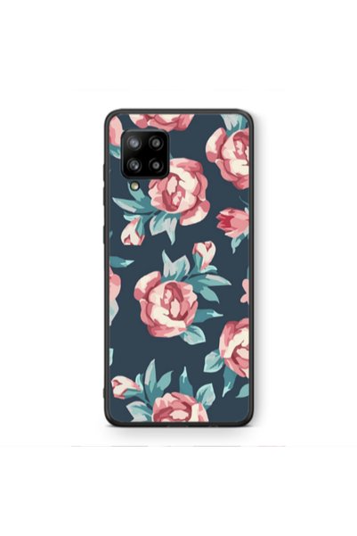 Other Samsung A42 5G Purple roses Black Glossy Θήκη