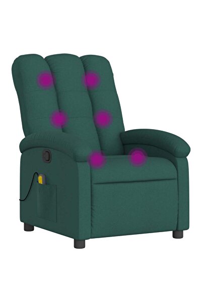 vidaxl Fotoliu de masaj rabatabil, verde închis, material textil