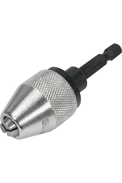 yato Keyless Chuck, Carbon Steel, 0.5-6.5 mm, Hex, 1/4", Silver/Black