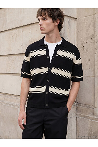 LC Waikiki Nevavm Comfortable Fit Striped Men's Knitwear Cardigan