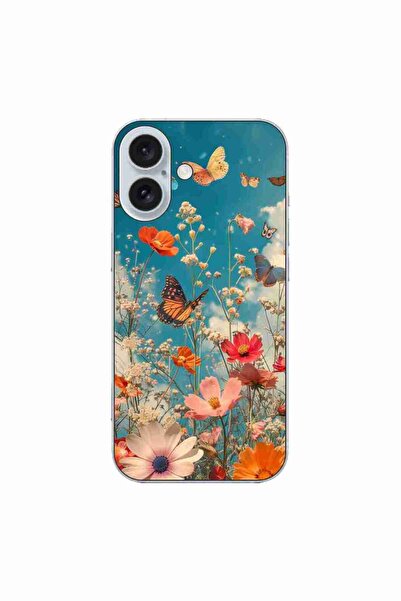 OEM Husa compatibila cu Apple iPhone 16 Silicon Gel Tpu Model Flori si Fluturi