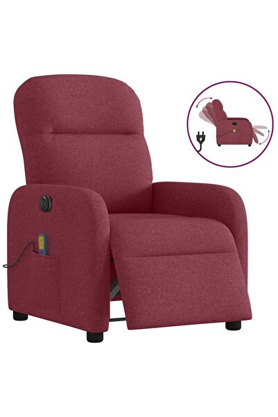 vidaxl Fotoliu electric de masaj rabatabil, roșu vin, textil