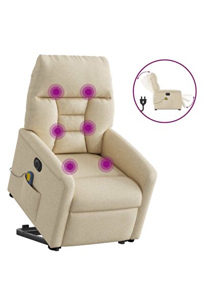 vidaxl Fotoliu electric de masaj rabatabil cu ridicare, crem, textil