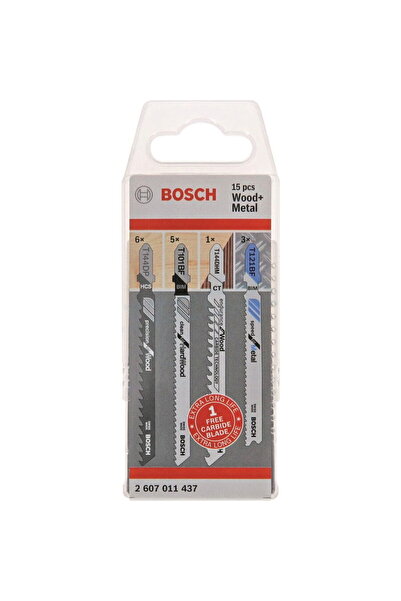 Bosch Jigsaw blade Top Bottom Set for wood and metal, 92-100 mm, 15 pcs