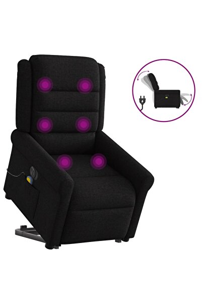 vidaxl Fotoliu electric de masaj rabatabil cu ridicare, negru, textil