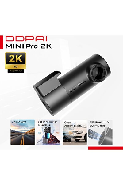 DDPAI Mini Pro 2K Araç İçi Kamera - 2K HD Çözünürlük - NightVIS 2.0 Gece Görü...