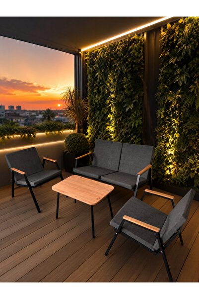 Dekoroom's Viento, Bahçe Mobilyası, 2 + 1 + 1, Sehpalı