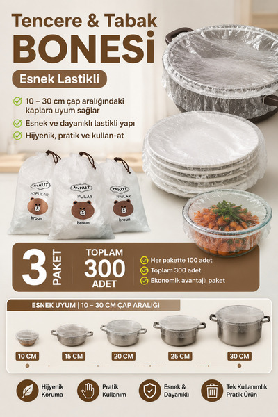 MAKRİ HOME 300 Pieces of Pot and Plate Covers (3 Packs X 100 Pieces)