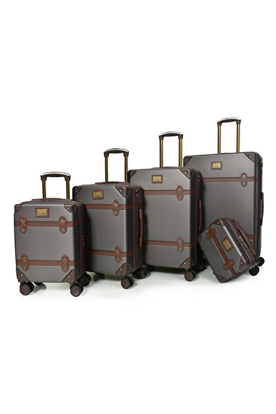 MORANO Travel Bag Classic Morano 5 Pieces Fiber Leather Luxury Bag Set (Dark ...