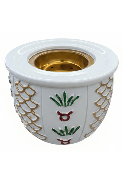 AKDC White & Gold Ceramic Incense Burner | Pineapple Motif | 9×12 cm