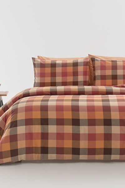 Yataş Kannon Double Yarn-Dyed 100% Cotton Duvet Cover Set - Orange