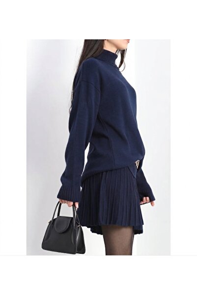 POİNE Women's Knitwear Set with Mini Skirt and High-Neck Sweater