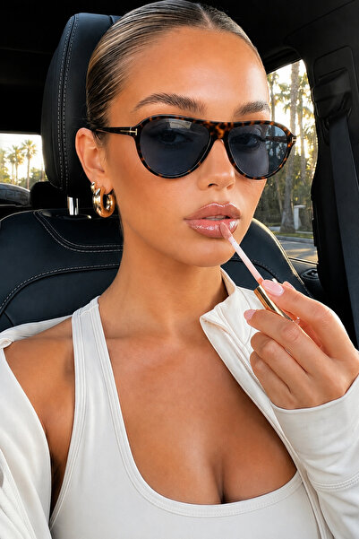 PİYESBOUTİQUE Women's Leopard Blue Pilot Drop Sunglasses, Uv Protection, Retr...