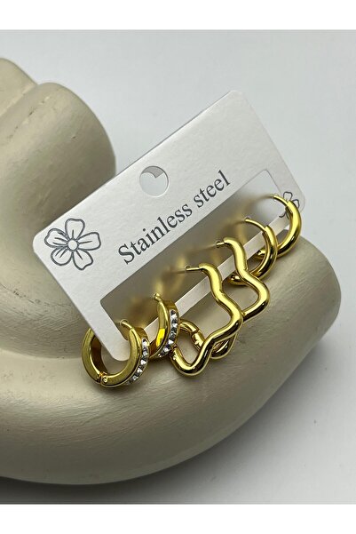 BİJU YILMAZ 26clk40 wave form gold steel earring set