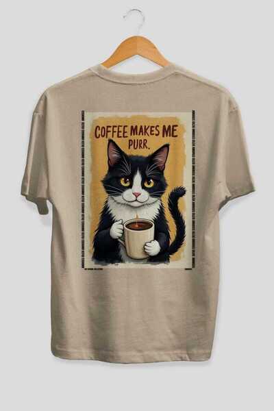 Ankhises 100 Cats for Cat Lovers Printed Beige Oversize T-Shirt 100% Cotton U...