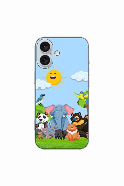 OEM Case compatible with Apple iPhone 16 Silicone Gel Tpu Jungle Friends Pattern