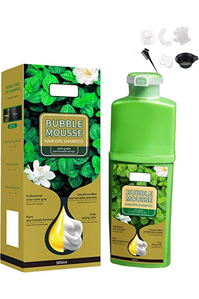 BRIGHT FACE Bubble Mousse Hair Dye Black Shampoo Plant-based Formula 500ml