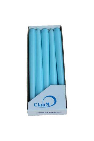 Claum Set de 10 lumânări conice, albastru deschis, 24 cm