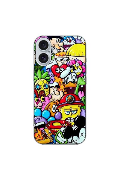 OEM Husa compatibila cu Apple iPhone 16 Silicon Gel Tpu Model Pop Art Cartoons