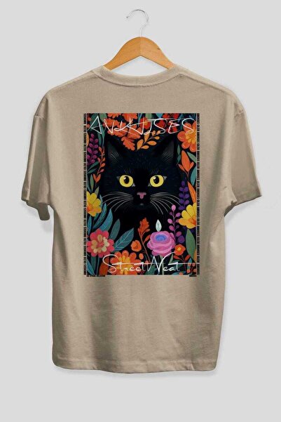 Ankhises Μπλουζάκι  "For the Love of Cats " με στάμπα  "52 Cats " σε μπεζ χρώ...