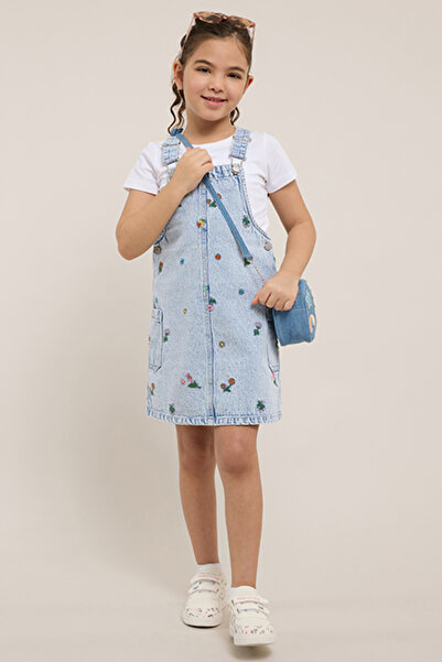 R&B Solid Top and Dungaree Dress Set