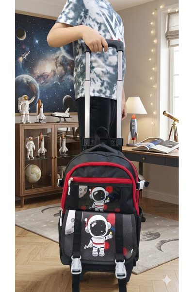 M.Blade 2-Stage Rolling Backpack with Character Pattern and Laptop Compartment for Primary School, 40*27*17 cm