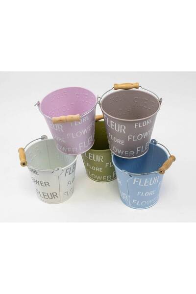 OEM Metal Bucket Flower Pot Round Flower 13x9.5x12 Blue