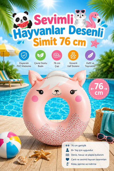 craftivio Sea and Pool Float with Cute Animal Figures 76 cm Inflatable Childr...