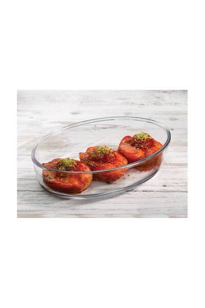 Paşabahçe Borcam Heat Resistant Oval Glass Oven Dish Presentation Tray 1550 Cc