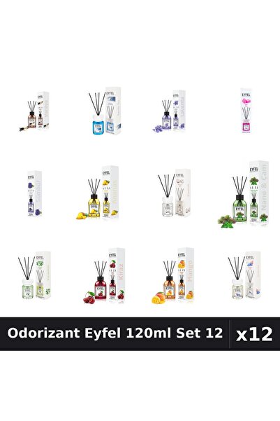 Eyfel Set 12 Odorizant Camera Betisoare 120ml - 12 Arome Asortate, Parfum Intens