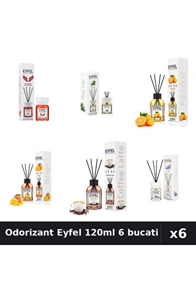 Eyfel Set 6 Odorizante Camera Betisoare - 6 Arome Asortate, 120ml Parfum
