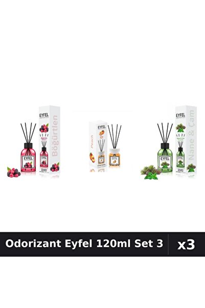 Eyfel Set 3 Odorizant Camera Betisoare 120ml - Fructe Pădure, Piersică, Pin M...