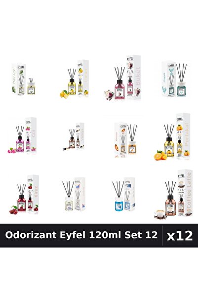 Eyfel Set 12 Odorizant Camera Betisoare 120ml - 12 Arome Asortate, Parfum Intens
