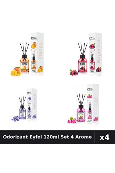 Eyfel Set 4 Odorizant Camera Betisoare 120ml - Mango, Fructe Padure, Lavanda,...