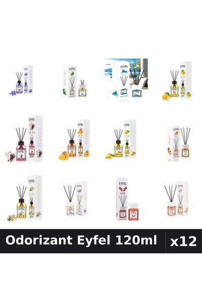 Eyfel Set 12 Odorizant Camera Betisoare 120ml - 12 Arome Asortate, Parfum Intens