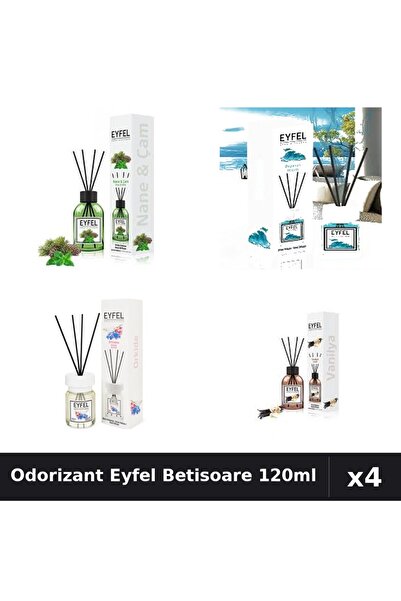 Eyfel Set 4 Odorizant Camera Betisoare 120ml - Ocean, Orhidee, Pin Mentă, Van...